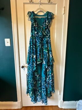 Olivaceous Blue Green High Low Dress